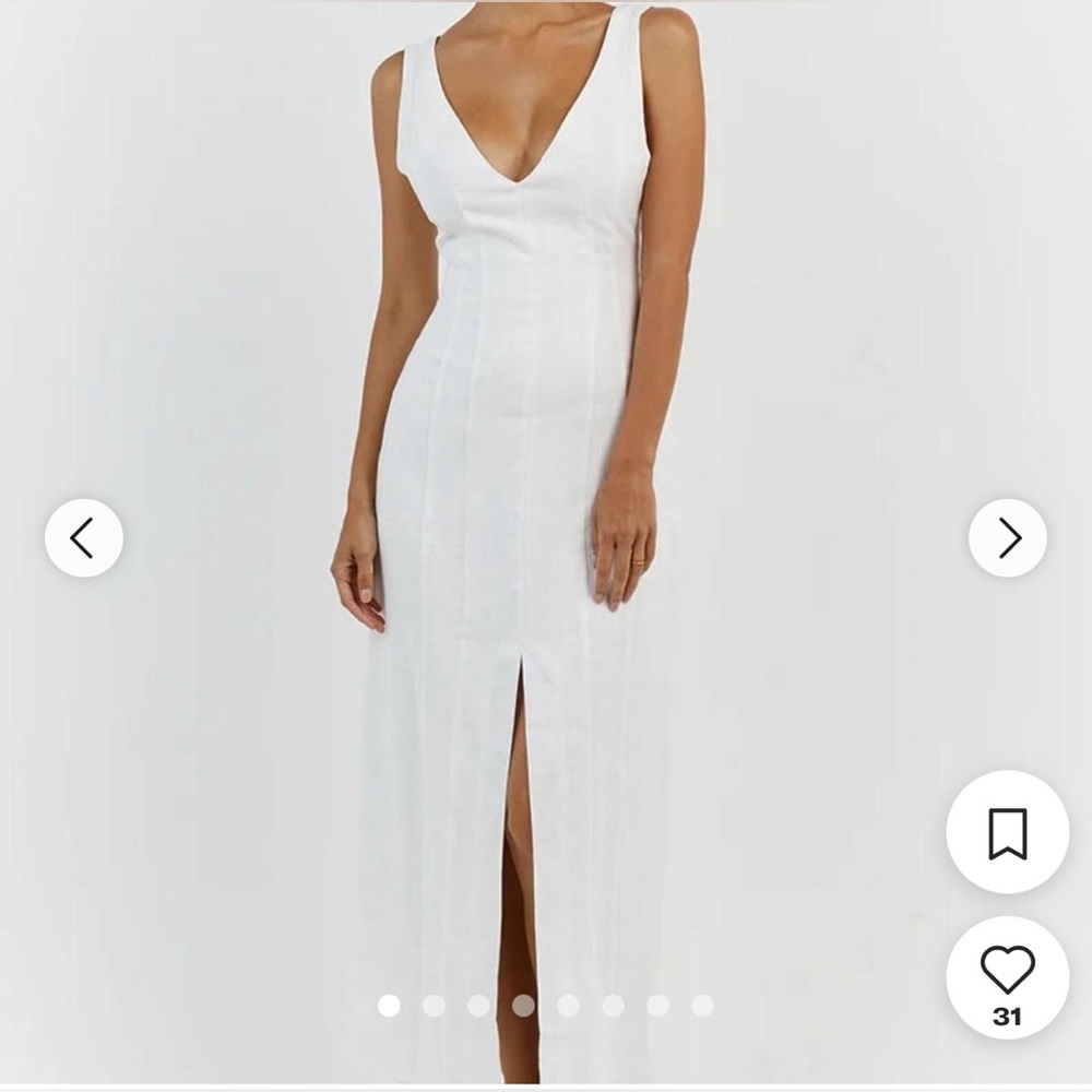 Dissh Milahn White Linen V Neck Dress